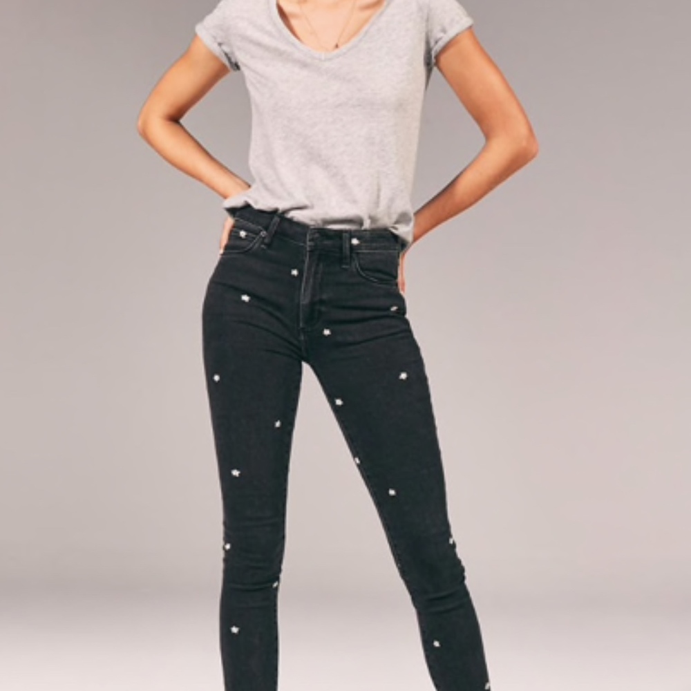 Abercrombie & Fitch High Rise Skinny Ankle Jeans Flowers